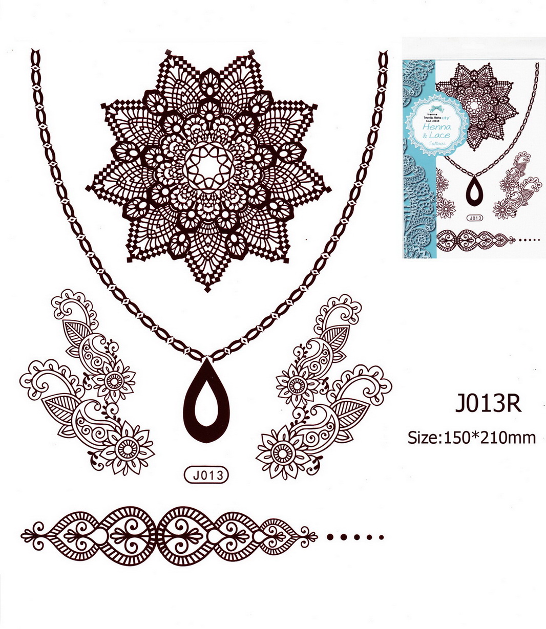 Henna tetoválás matrica 15cmX21cm J013R