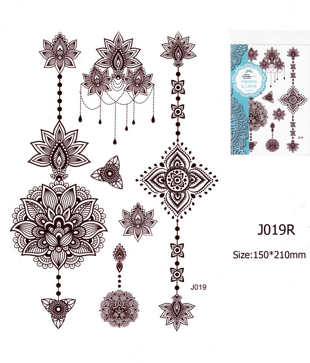 Henna tetoválás matrica 15cmX21cm J019R