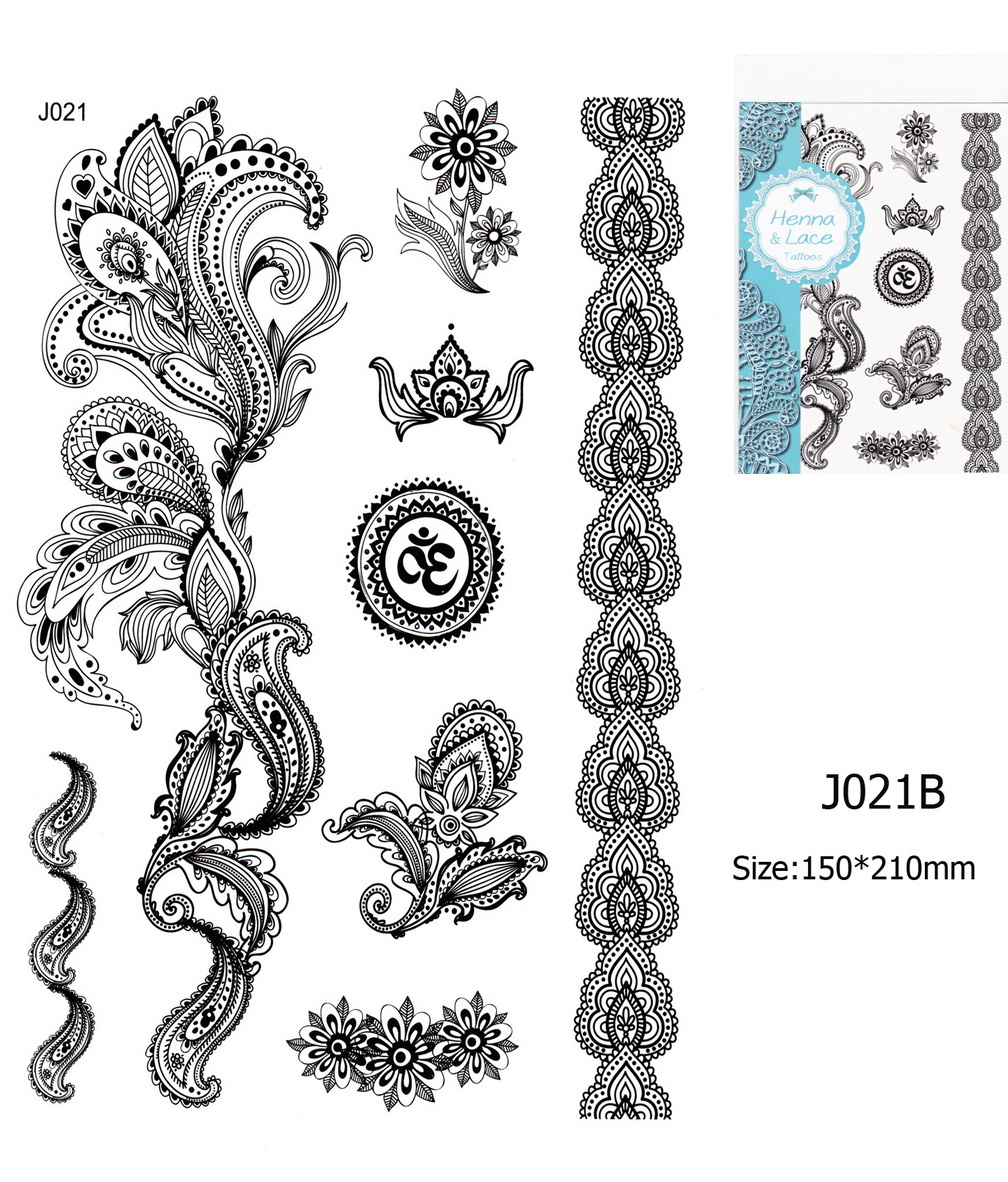 Henna tetoválás matrica 15cmX21cm J021B