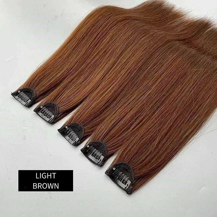 LIGHT BROWN;Egyenes hajhosszabbítás csattal, 5 darabos készlet