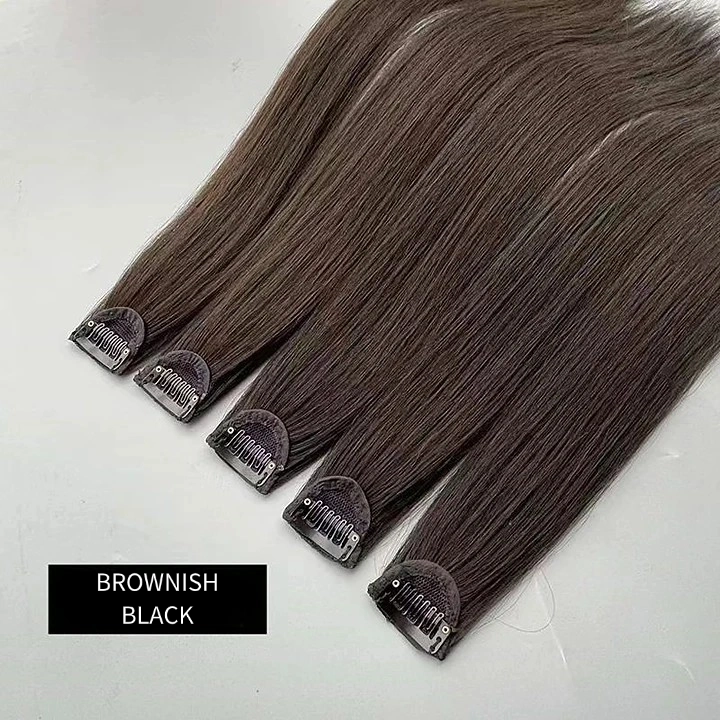 BROWNISH BLACK,Egyenes hajhosszabbítás csattal, 5 darabos készlet