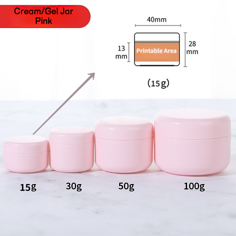 15g Rózsaszín Krém/Gél Tégely | Egyfalú + Belső Fedél (PP anyag)