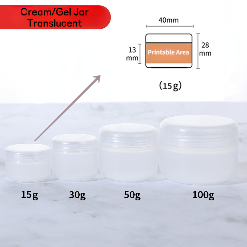 15g Féláttetsző Krém/Gél Tégely | Egyfalú + Belső Fedél (PP anyag)